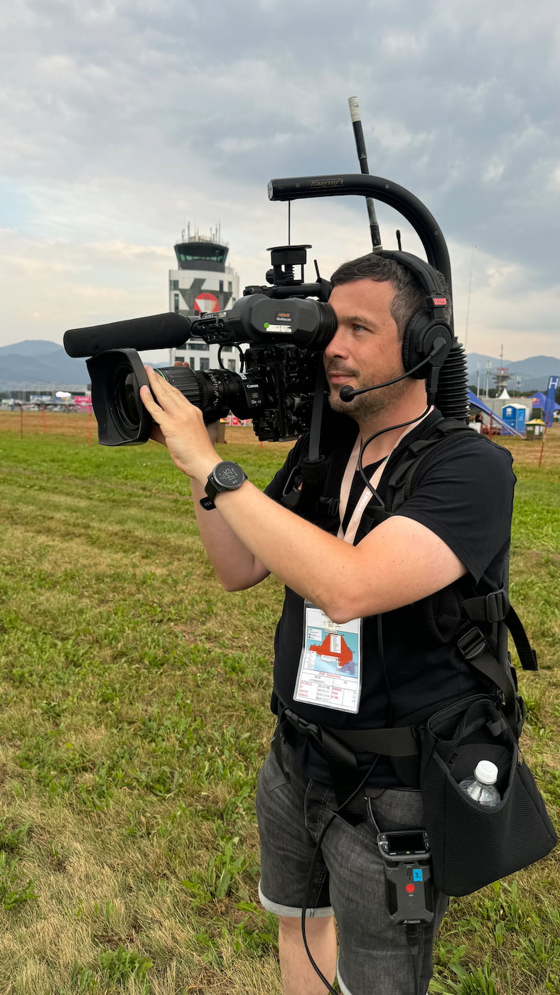 Cameraman on live broadcast duty