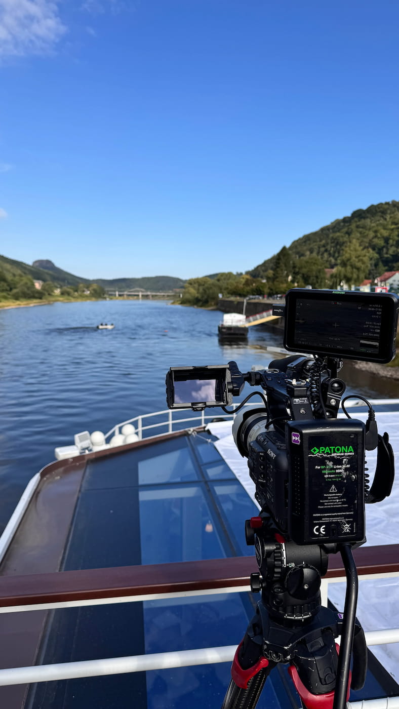 Film production on river cruise ship